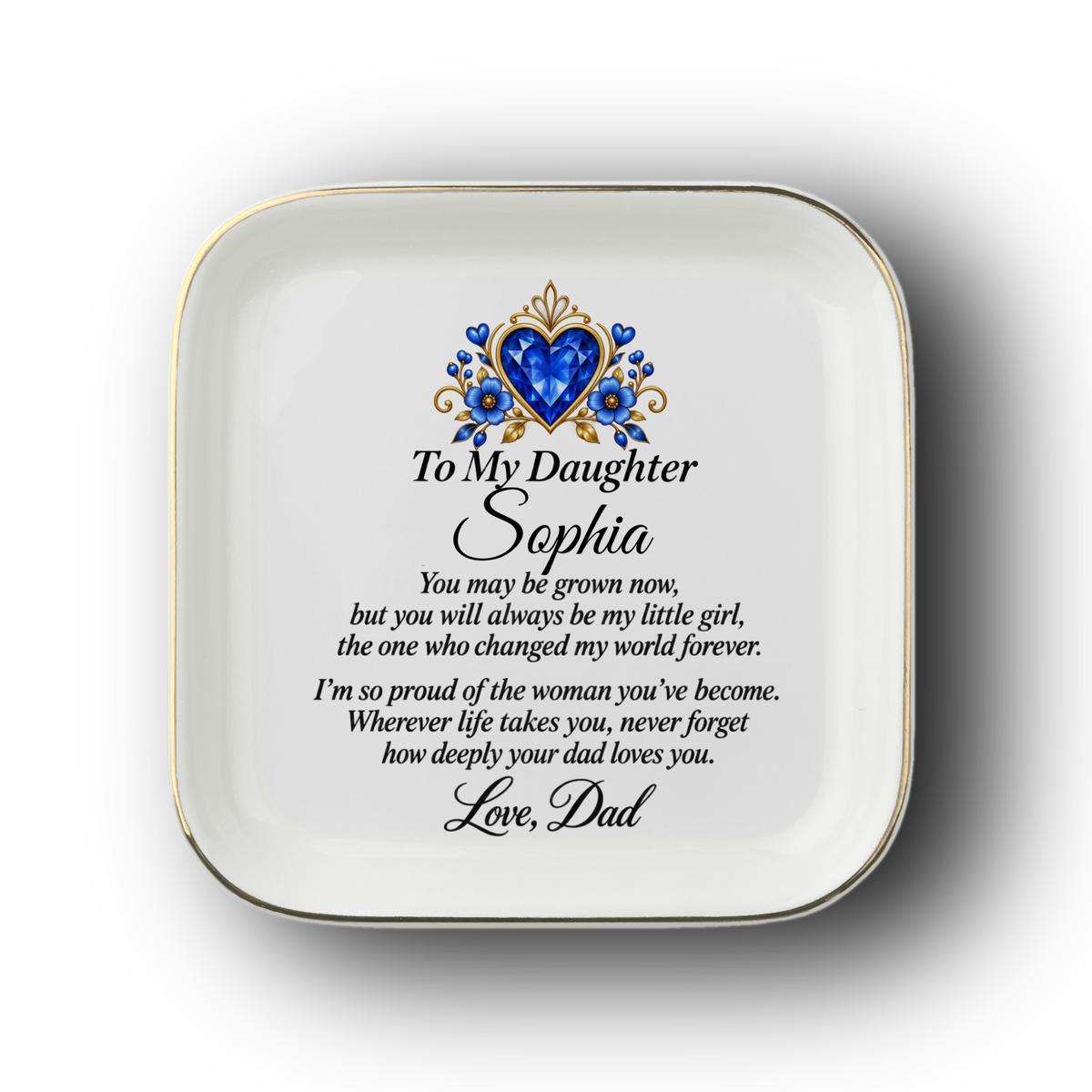 Personalized Daughter Birthstone Jewelry Dish with Name