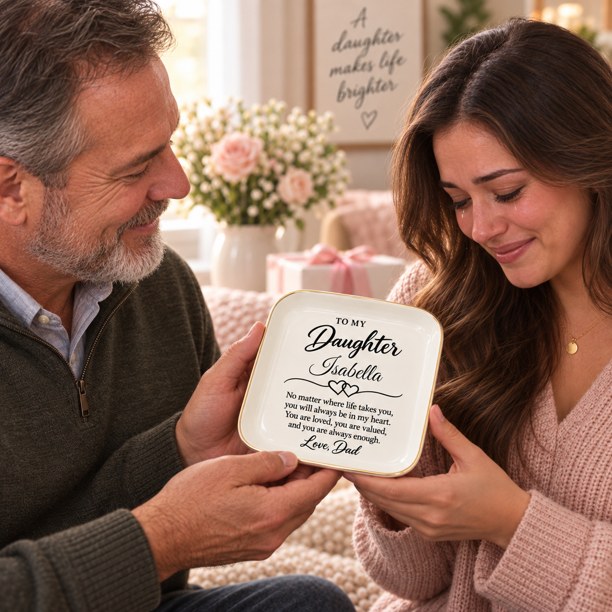 Daughter Jewelry Dish, Personalized Name Isabella Gift from Dad