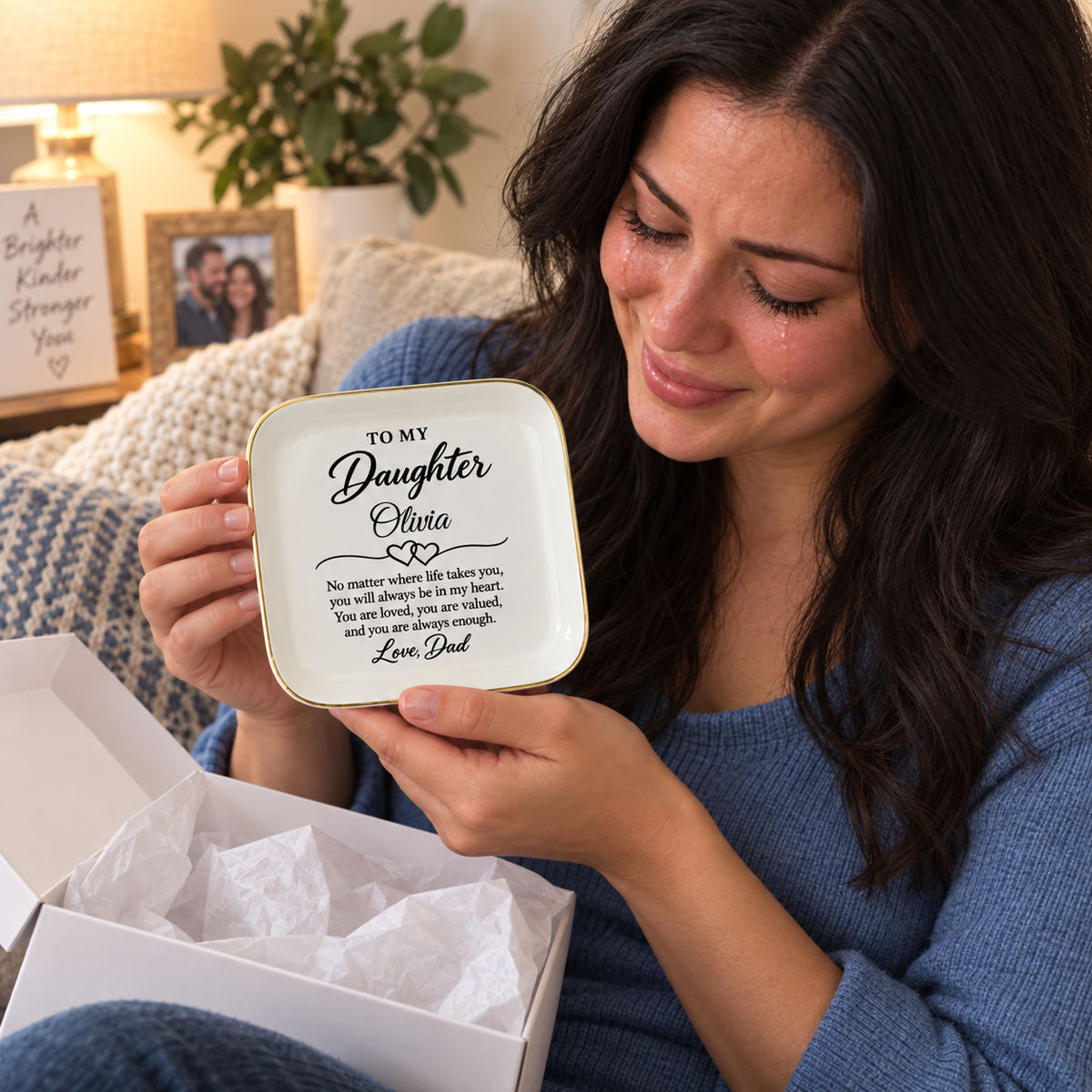 Daughter Jewelry Dish, Personalized Name Isabella Gift from Dad