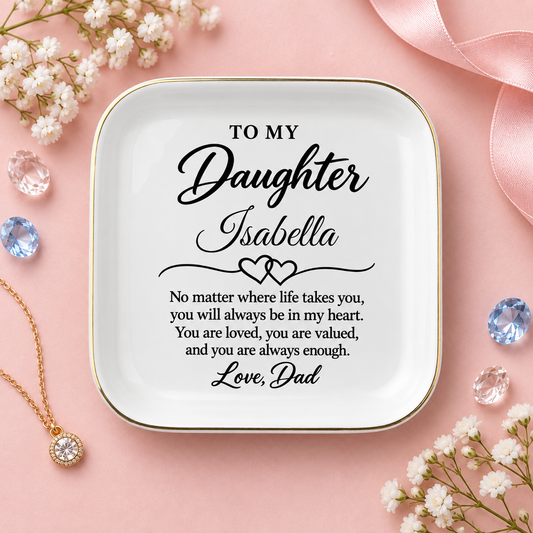 Daughter Jewelry Dish, Personalized Name Isabella Gift from Dad